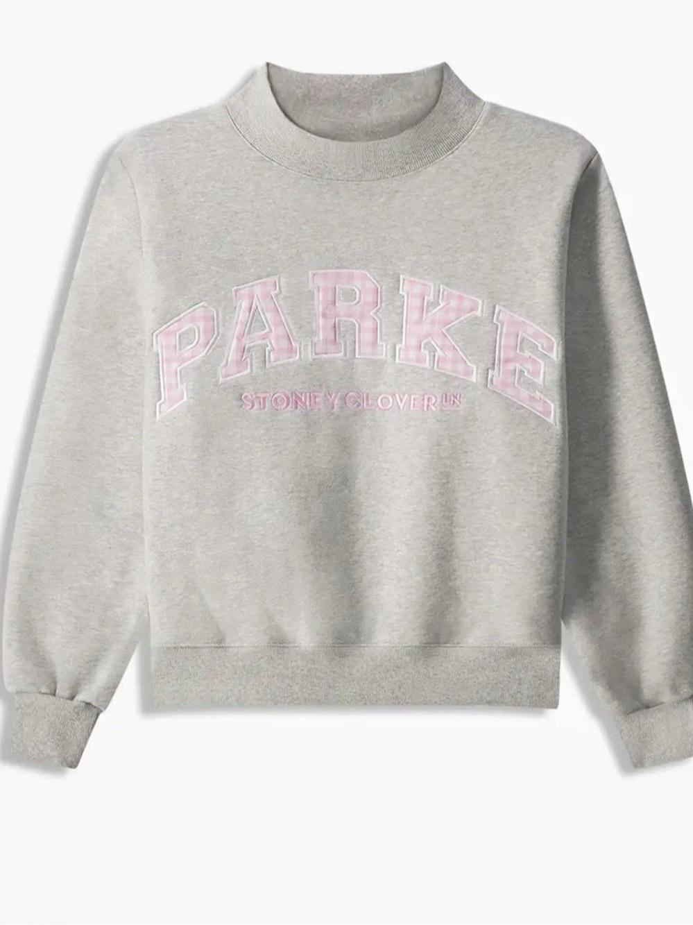 Stoney Clover Lane Varsity Mockneck Gray & Pink Sweatshirt New